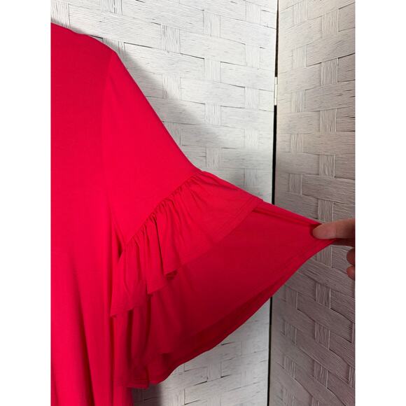 Lane Bryant women’s mini dress knit travel bell sleeve ruffle feminine plus Sz￼ - Picture 3 of 11